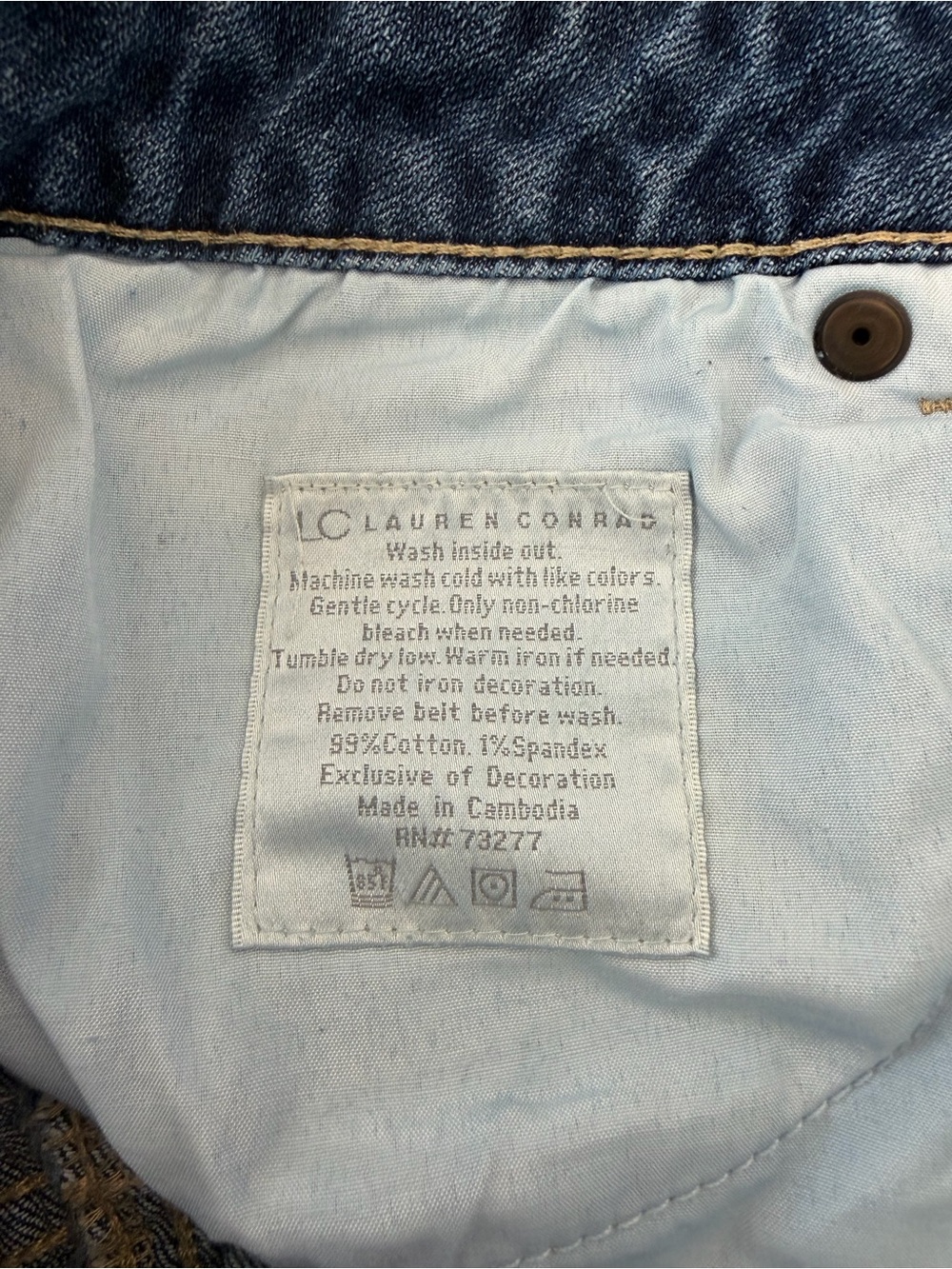 LC Lauren Conrad Light Blue Rolled Cuff Denim Shorts Size 6 - Picture 8 of 8